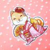 cute shiba inu geisha sticker - Image 3