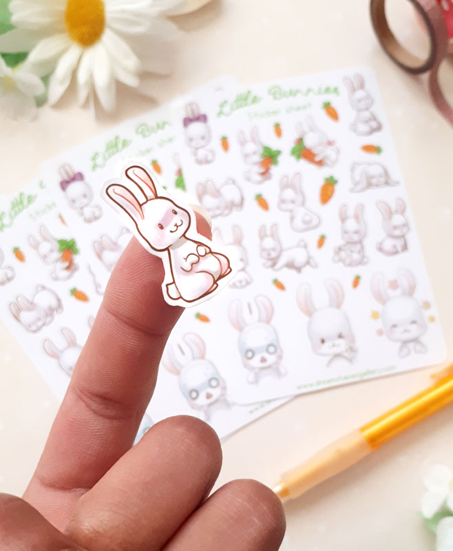 a variety of bunny and narwhal stickers for bullet journaling Bunny stickers