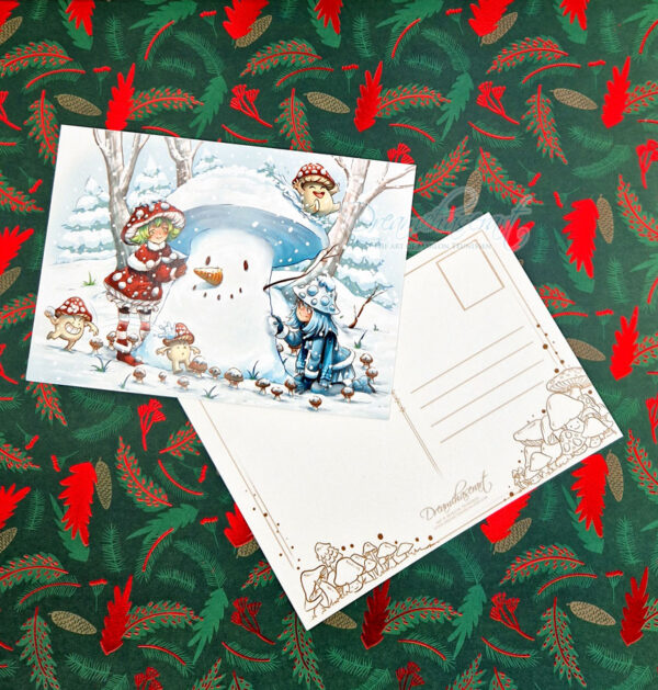 Snow time mushy postcard