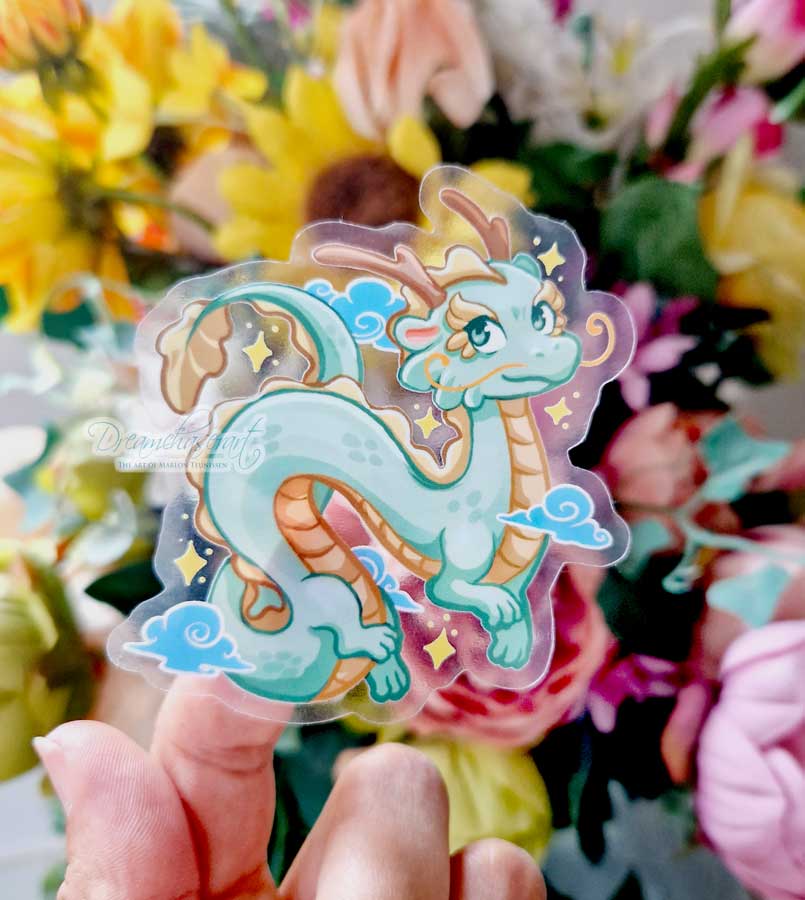 thumbnail image 2 of 3 Inch Colorful Dragon Head Transparent Sticker – Waterproof, Self-Adhesive, Laptop Car Cup Wall Decal 2 of 4