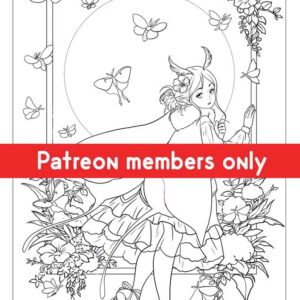 Moth Lady PDF coloring page