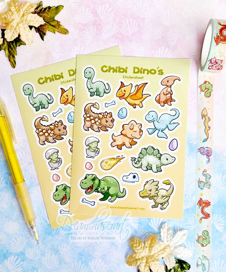 Chibi dino's Sticker sheet