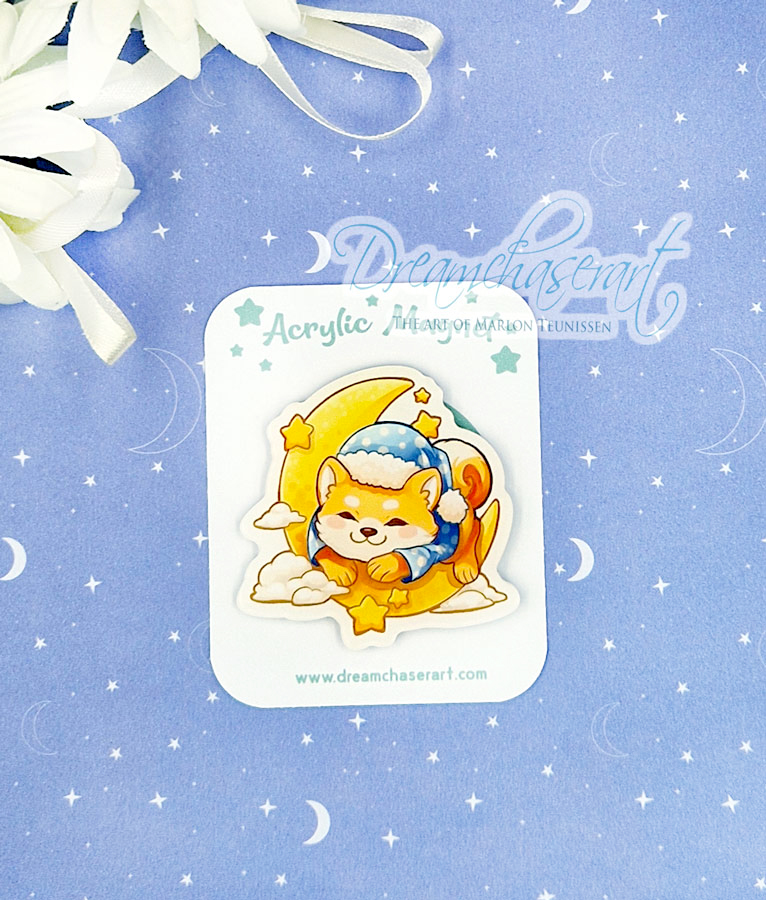 Sleepy shiba acrylic magnet
